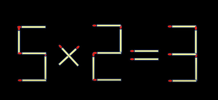 Thử tài IQ: Di chuyển hai que diêm để 5x2=3 thành phép tính đúng- Ảnh 1.