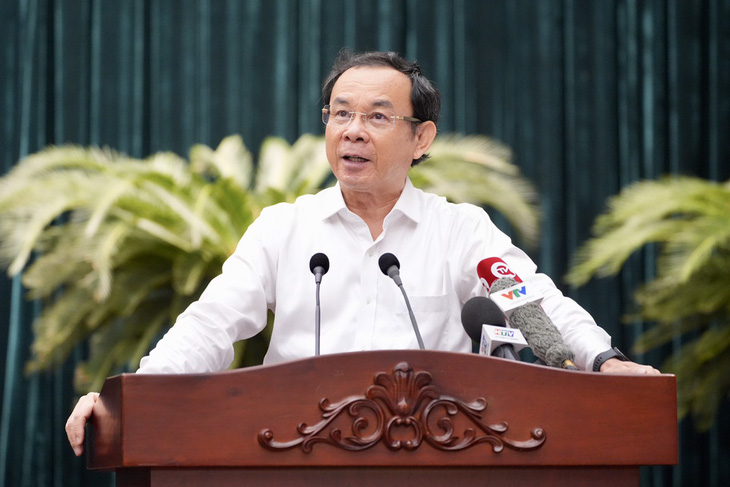 Bí thư Thành ủy TP.HCM Nguyễn Văn Nên phát biểu bế mạc hội nghị - Ảnh: HỮU HẠNH 
