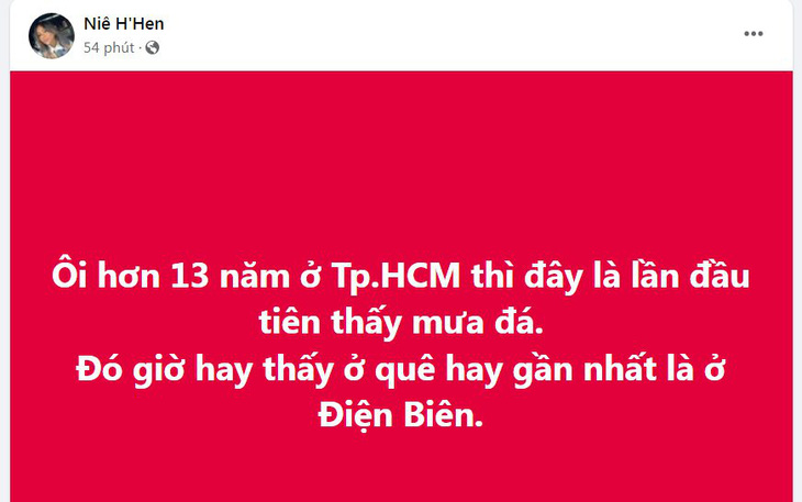 Hoa hậu H'Hen Niê chia sẻ "lần đầu thấy mưa đá ở TP.HCM"