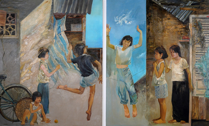 Tranh Nhảy dây  của tác giả  Nguyễn Trung Tín
