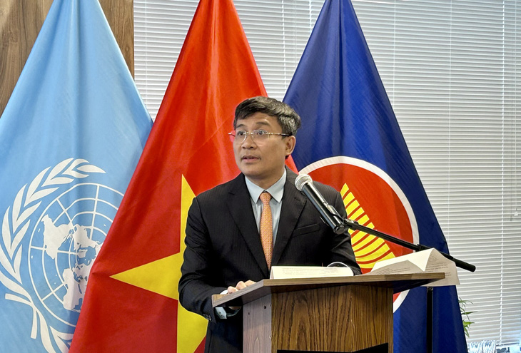 Thứ trưởng Ngoại giao Nguyễn Minh Vũ phát biểu tại sự kiện ở Mỹ - Ảnh: Bộ Ngoại giao cung cấp