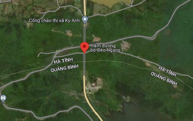 Hầm Đèo Ngang trên quốc lộ 1 sẽ được xây thêm một ống hầm để giải nút thắt cho ống hầm hiện tại chỉ có 2 làn xe - Ảnh chụp màn hình Google Maps