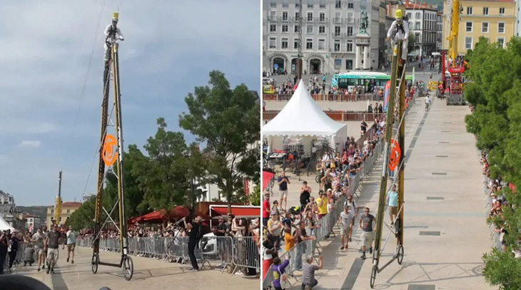 Chiếc xe đạp cao nhất thế giới trong nỗ lực phá kỷ lục Guinness của mình - Ảnh: AutoEvolution
