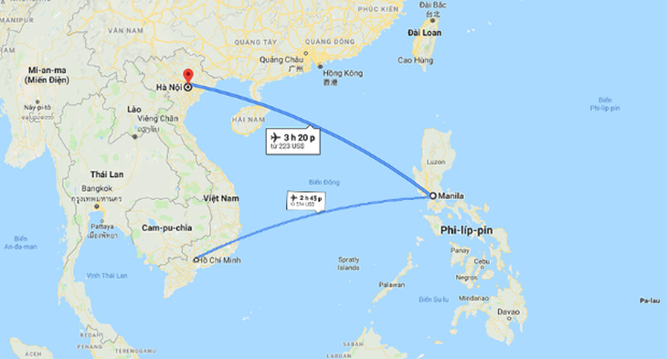 Thời gian bay thẳng từ Việt Nam sang Philippines - Ảnh: Internet