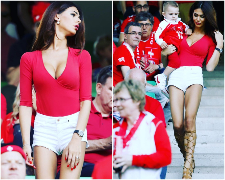Người đẹp Albania Erjona Sulejmani từng gây sốt trên các khán đài tại Euro 2016 - Ảnh: FBNV