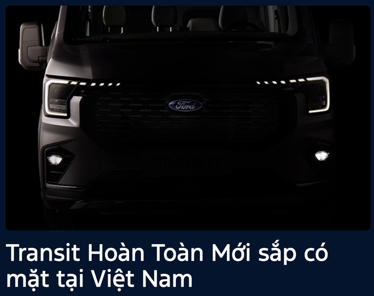 Thông tin nhá hàng về Transit mới trên trang chủ của Ford Việt Nam - Ảnh: Ford