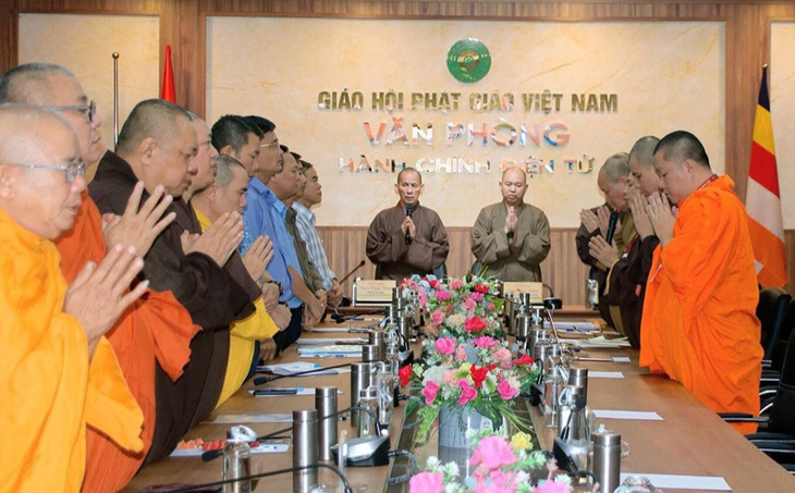 Phiên họp tại Văn phòng 2 Trung ương Giáo hội Phật giáo Việt Nam vào ngày 18-6 - Ảnh: PHẬT SỰ ONLINE