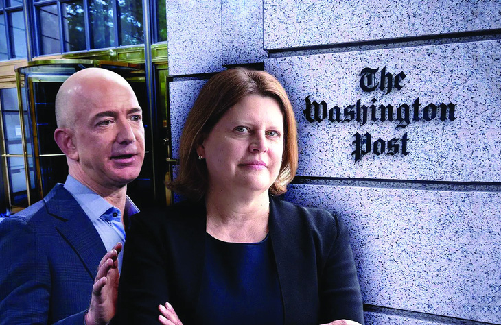Chủ báo Jeff Bezos và cựu tổng biên tập Sally Buzbee của tờ Washington Post. Ảnh: Salon