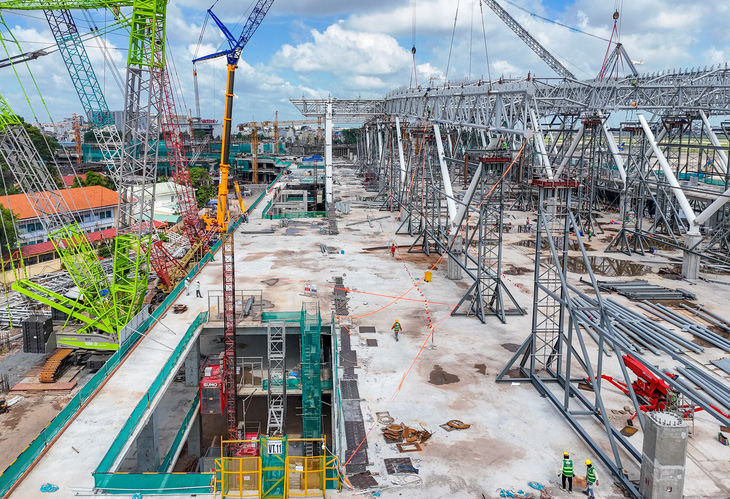 Nhà ga T3 Tân Sơn Nhất đã hoàn thiện xây thô cơ bản, phấn đấu vượt tiến độ 2 tháng- Ảnh 9.