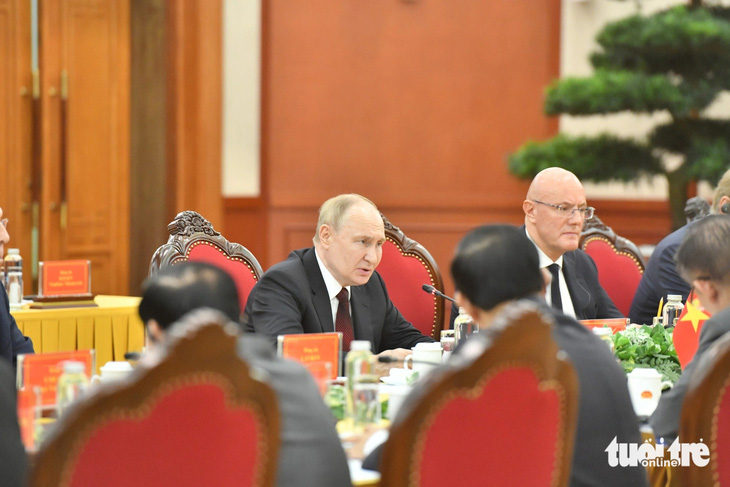 Tổng thống Liên bang Nga Vladimir Putin tại buổi hội đàm - Ảnh: DUY LINH