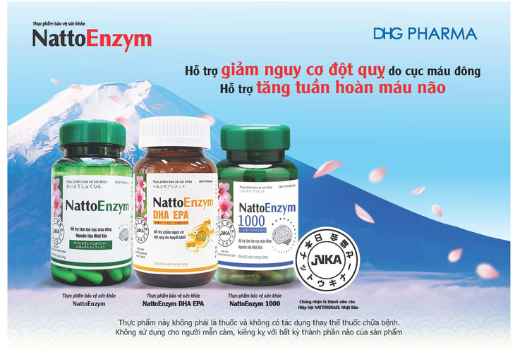 NattoEnzym, NattoEnzym 1000 và NattoEnzym DHA, EPA - Hỗ trợ giảm nguy cơ đột quỵ do cục máu đông.