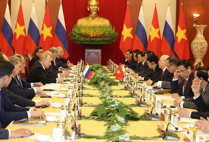 Tổng bí thư Nguyễn Phú Trọng hội đàm với Tổng thống Liên bang Nga Vladimir Putin thăm cấp nhà nước tới Việt Nam - Ảnh: TTXVN
