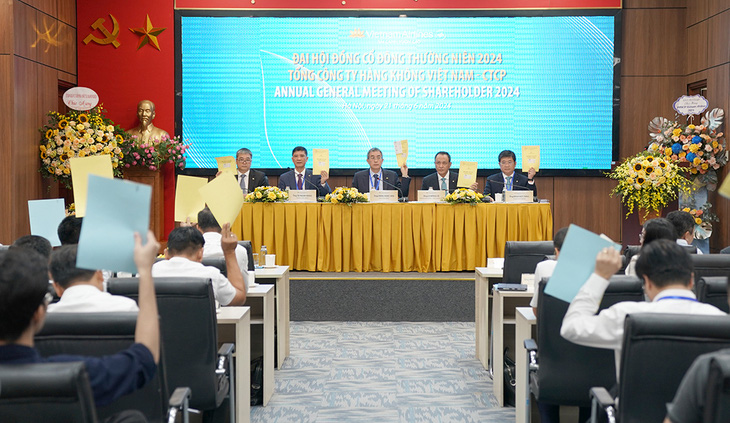 Đại hội cổ đông thường niên năm 2024 của Vietnam Airlines diễn ra sáng 21-6 - Ảnh: VNA