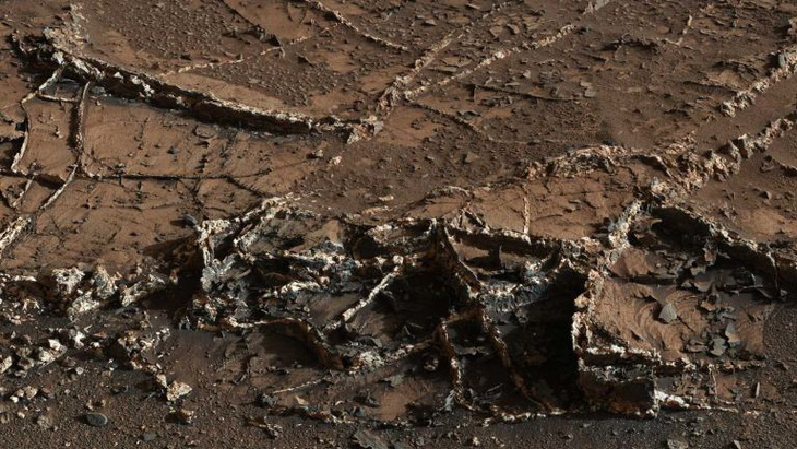 Các mạch khoáng chất trên sao Hỏa từng được xe thám hiểm tự hành Curiosity chụp lại vào năm 2015 - Ảnh: NASA