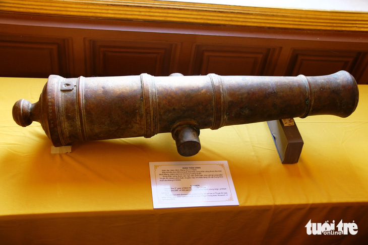 Khẩu súng Vũ Công Tướng Quân đúc dưới thời Minh Mạng lần đầu tiên ra mắt công chúng - Ảnh: NHẬT LINH