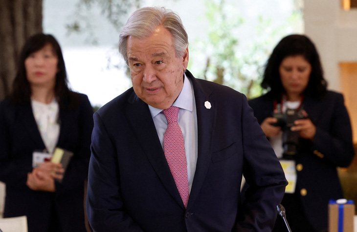 Tổng thư ký Liên Hiệp Quốc Antonio Guterres dự Hội nghị thượng đỉnh G7 ở Ý ngày 14-6 - Ảnh: REUTERS