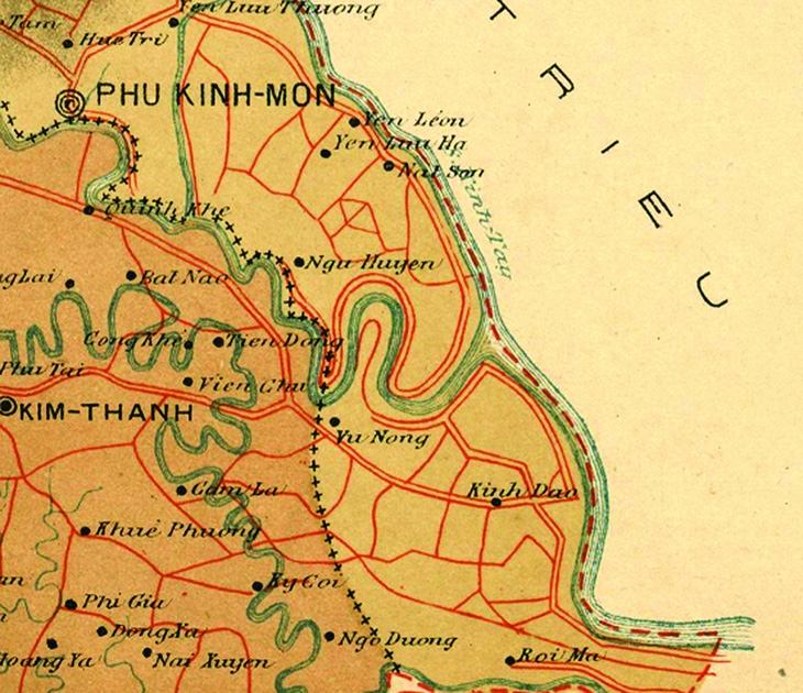 Bản đồ Hải Dương 1891, S. Kinh-Tay (s.Kinh Thầy), Kinh Dao (Kinh Giao).  Ảnh: Tư liệu Phạm Hoàng Quân