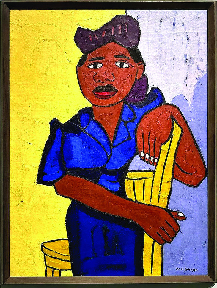 Bức tranh sơn dầu “Người đàn bà mặc váy xanh” của họa sĩ William Henry Johnson (1901-1970) vẽ vào khoảng năm 1943. Đây là một trong những tác phẩm hội họa nổi bật nhất thuộc trào lưu Phục hưng Harlem mà Langston Hughes là người khởi xướng, mô tả một phụ nữ da đen ở thành thị với vẻ tự tin khác hẳn tâm thế nô lệ, e dè, đầy mặc cảm mà các tác phẩm nghệ thuật trước kia thường khắc họa về người da đen.