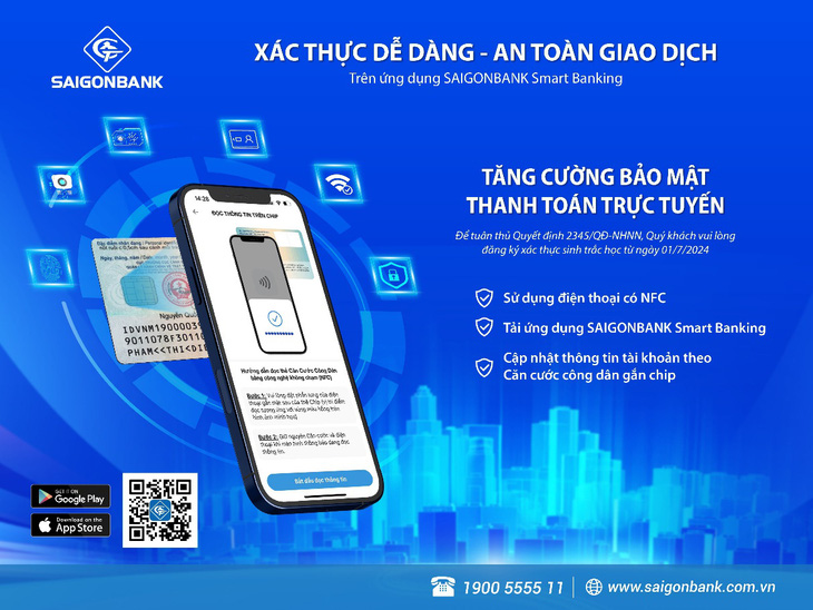 An toàn, bảo mật hơn với xác thực sinh trắc học trên Saigonbank Smart Banking - Ảnh: Saigonbank