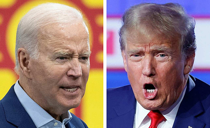 Tổng thống Mỹ Joe Biden (trái) và cựu tổng thống Mỹ Donald Trump - Ảnh: AFP