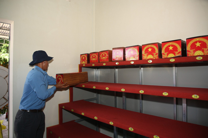 Toàn bộ 172 hài cốt liệt sĩ được đưa về nghĩa trang liệt sĩ Đồi 82 (huyện Tân Biên, Tây Ninh) chờ thực hiện nghi thức truy điệu, an táng - Ảnh: G.P.