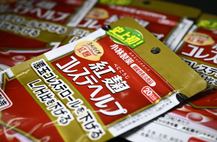 Thực phẩm bổ sung men gạo đỏ (beni koji) của Kobayashi - Ảnh: Kyodo News