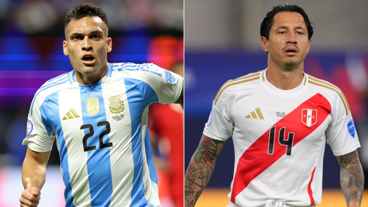 Máy tính dự đoán đội tuyển Argentina (trái) sẽ thắng đậm Peru trong cuộc đối đầu ở lượt trận thứ 3 bảng A Copa America 2024 - Ảnh: KHELNOW