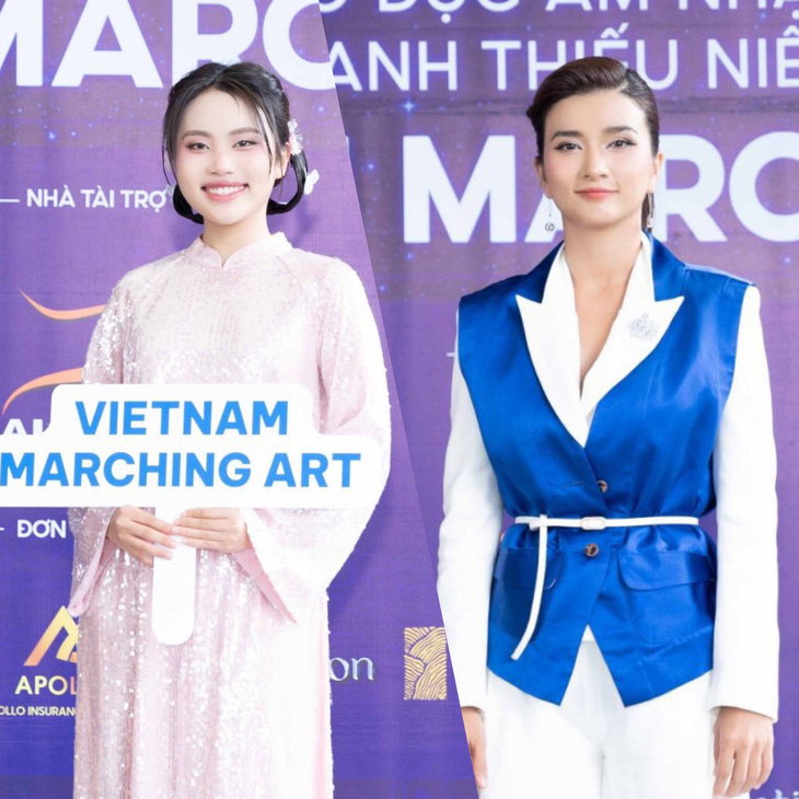 Phương Mỹ Chi (trái) và Kim Tuyến cho biết vinh dự, tự hào khi đồng hành cùng Vietnam Marching Art - Ảnh: BTC