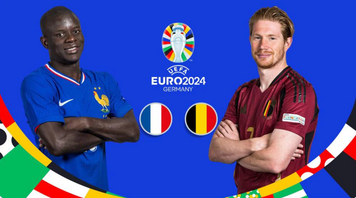 Máy tính dự đoán đội tuyển Pháp sẽ đánh bại Bỉ ở vòng 16 đội Euro 2024, lúc 23h ngày 1-7 - Ảnh: UEFA
