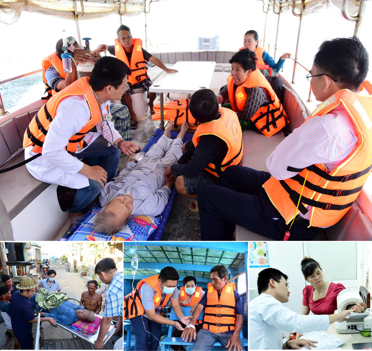 Chuyển bệnh nhân ở xã đảo Thạnh An (huyện Cần Giờ, TP.HCM) vào đất liền cấp cứu - Ảnh: DUYÊN PHAN