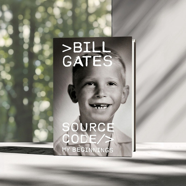 Hình ảnh bìa sách Source Code: My Beginnings là chân dung vị tỉ phú khi còn thơ bé - Ảnh: Instagram Bill Gates