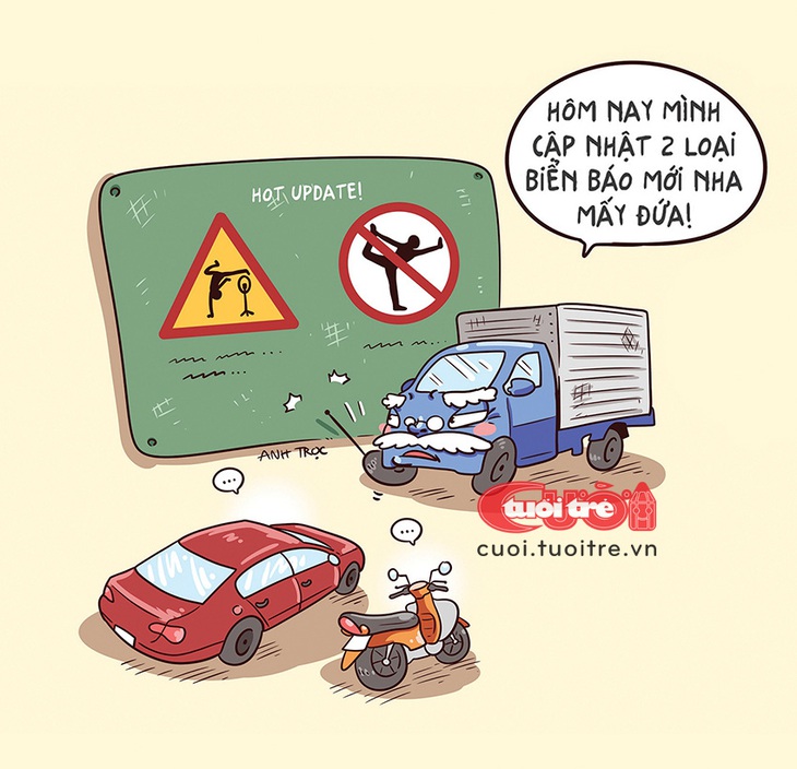 Cập nhật biển báo giao thông - Tranh: Anh Trọc Comics 