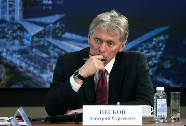 Người phát ngôn Điện Kremlin Dmitry Peskov trong cuộc gặp báo chí nước ngoài tại tháp Lakhta Center ở Saint Petersburg, Nga hôm 5-6 - Ảnh: REUTERS 