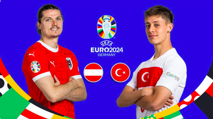 Máy tính dự đoán đội tuyển Áo sẽ thắng Thổ Nhĩ Kỳ trong cuộc đối đầu tại vòng 16 đội Euro 2024 lúc 2h ngày 3-7 - Ảnh: UEFA