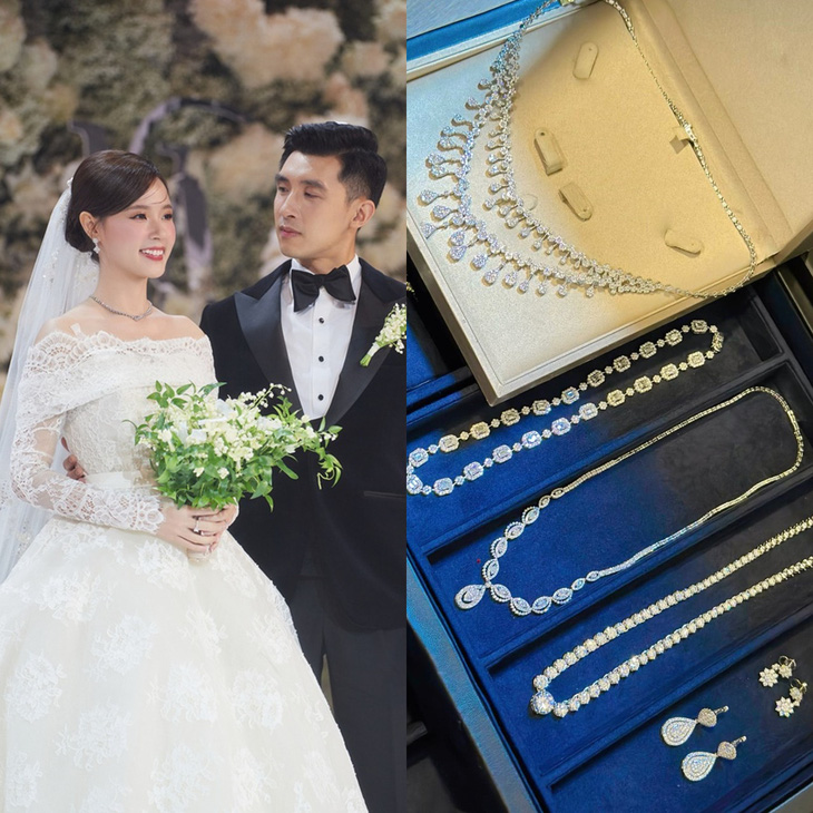 4 bộ trang sức kim cương Midu sử dụng riêng theo từng set trang phục trong đám cưới được dự đoán có giá trị thuộc hàng khủng.