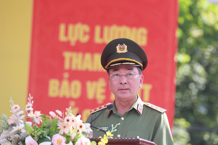 Thượng tướng Trần Quốc Tỏ -  Thứ trưởng Bộ Công an - phát biểu tại buổi lễ - Ảnh: MINH TRUNG