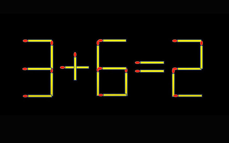 Thử tài IQ: Di chuyển một que diêm để 3+6=2 thành phép tính đúng