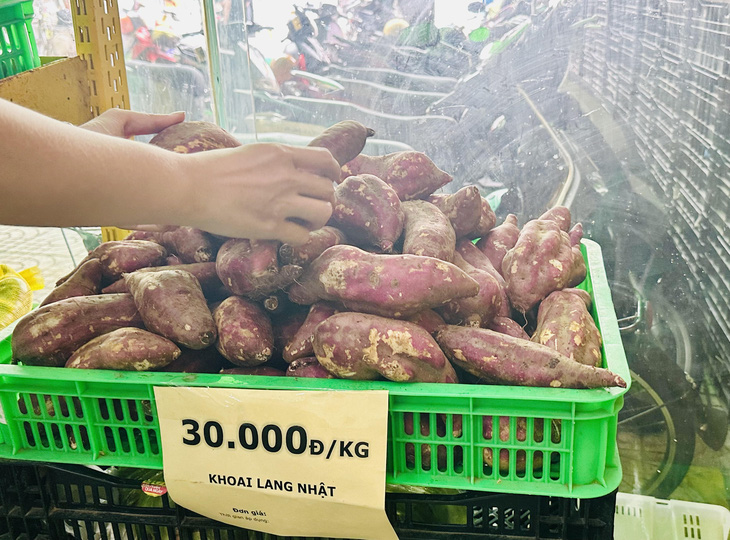 Cũng gọi là khoai lang Nhật nhưng nếu trồng ở Việt Nam có giá rất thấp, chỉ 30.000 đồng/kg - Ảnh: THẢO THƯƠNG