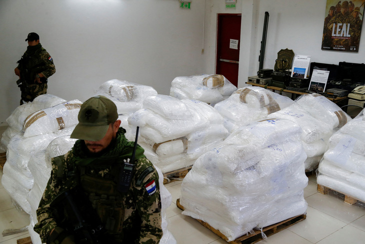 Lượng cocaine mà nhà chức trách Paraguay thu giữ được ngày 16-7 - Ảnh: REUTERS