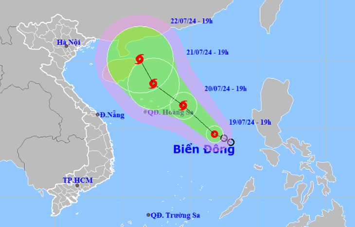 Vị trí và hướng di chuyển áp thấp nhiệt đới - Ảnh: NCHMF