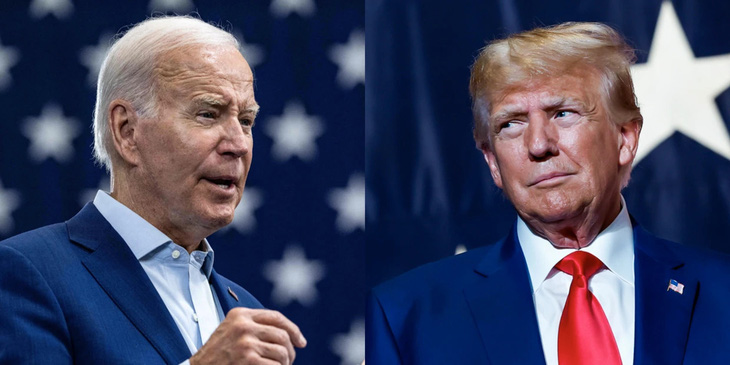 Tổng thống Mỹ Joe Biden (trái) và cựu tổng thống Mỹ Donald Trump - Ảnh: AFP