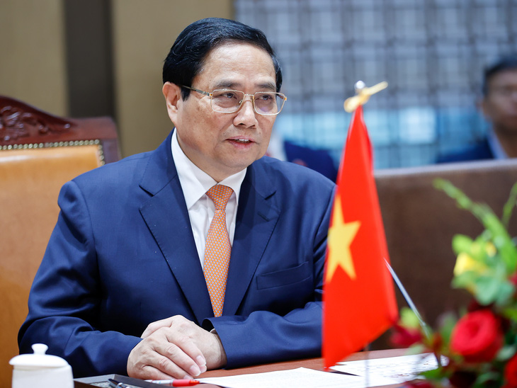 Thủ tướng Phạm Minh Chính phát biểu tại hội kiến - Ảnh: NHẬT BẮC