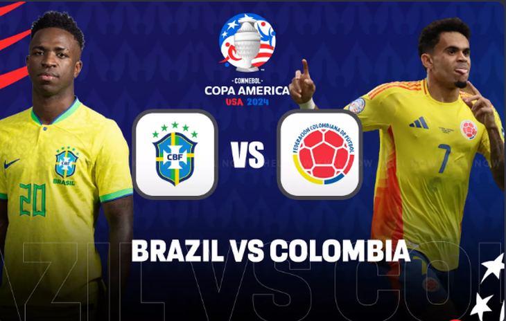 Máy tính dự đoán đội tuyển Brazil (trái) sẽ thắng Colombia trong cuộc đối đầu ở lượt trận thứ 3 bảng D Copa America 2024 - Đồ họa: AN BÌNH