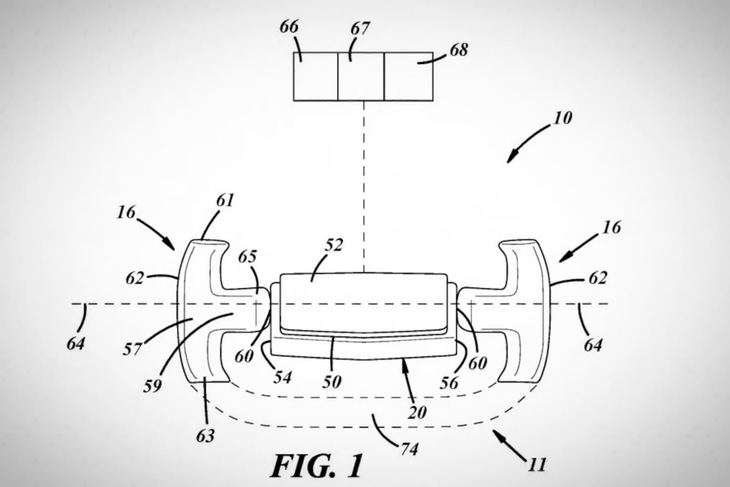 Tập đoàn Stellantis đã nộp bằng sáng chế cho thiết kế vô lăng độc đáo, tích hợp cả chức năng ga và phanh, loại bỏ hoàn toàn bàn đạp truyền thống - Ảnh: Văn phòng Sáng chế và Nhãn hiệu Mỹ