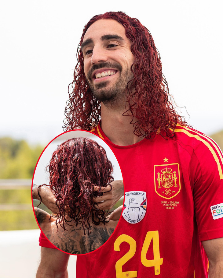 Cucurella nhuộm tóc đỏ sau chức vô địch Euro 2024