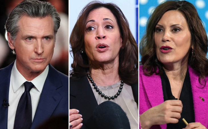 Từ trái qua: Thống đốc bang California Gavin Newsom, Phó tổng thống Kamala Harris và Thống đốc bang Michigan Gretchen Whitmer - Ảnh: TELEGRAPH