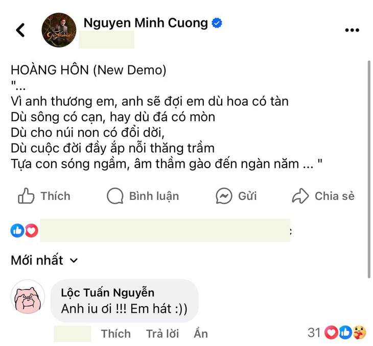 Hoài Lâm muốn hát ca khúc mới của Nguyễn Minh Cường- Ảnh 2.