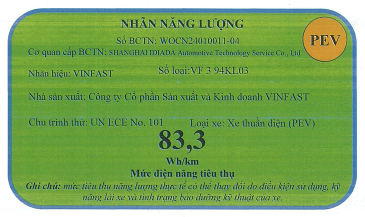 VinFast VF 3 là ô tô điện tiết kiệm nhất tại Việt Nam, hơn 83Wh/km- Ảnh 2.