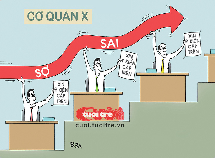 Chân dung các ông "sợ trách nhiệm" - Tranh: B.Ba 