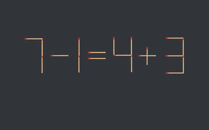 Thử tài IQ: Di chuyển một que diêm để 7-1=4+3 thành phép tính đúng